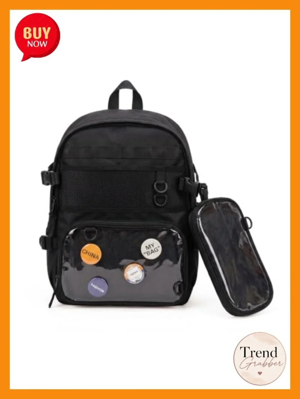 Convertible Ita Backpack Set with Detachable Crossbody Pouch Clear Display